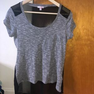 Gray see through back top